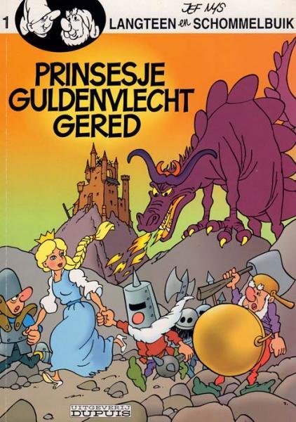 Cover:
Langteen en Schommelbuik 1 Prinsesje Guldenvlecht gered
